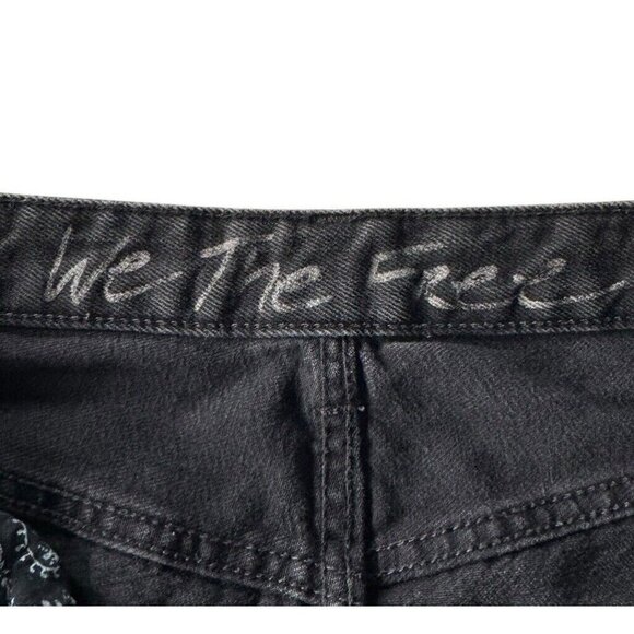 We The Free Womens 26 Black Regular High Rise Button Fly Slouchy Raw Hem Jeans - Picture 6 of 10
